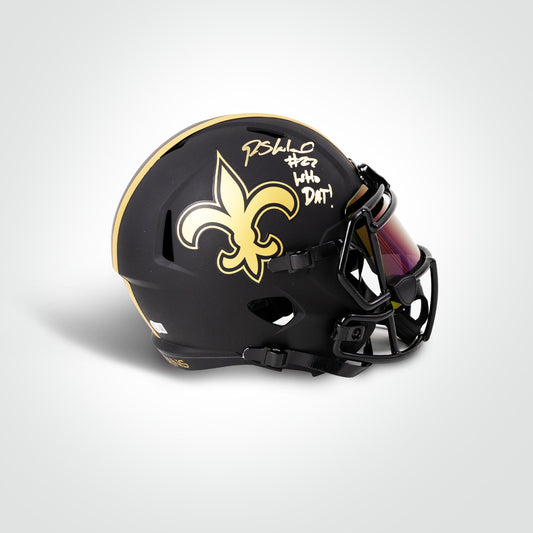Rashid Shaheed Signed Saints Eclipse Full Size Replica Helmet Inscribed "Who Dat!"