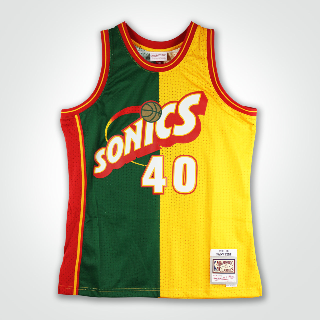 Shawn Kemp Signed SuperSonics Split Mitchell & Ness Swingman 95-96 Jersey