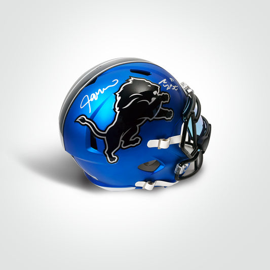 Sam Laporta & Jameson Williams Dual Signed Lions Alternate Full Size Replica Helmet - The Real Autograph