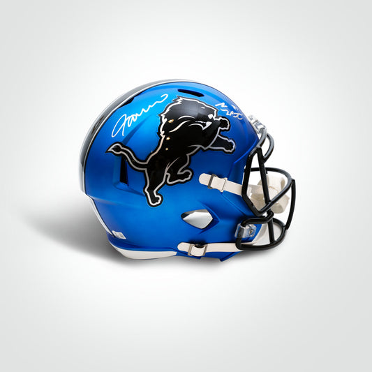 Sam Laporta & Jameson Williams Dual Signed Lions Alternate Full Size Replica Helmet - The Real Autograph