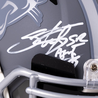 Steve Smith Sr. Signed Panthers Slate Mini Helmet