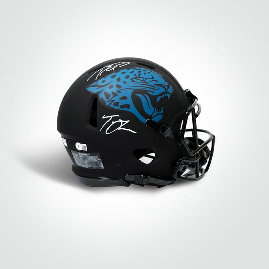 Trevor Lawrence & Travis Etienne Dual Signed Jaguars Eclipse Full Size Authentic Helmet