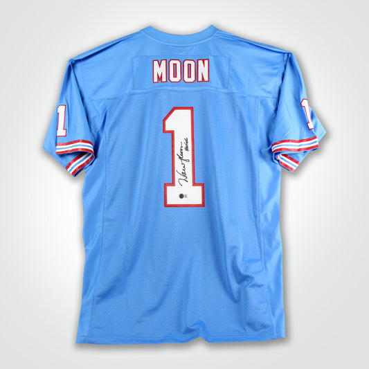 Warren Moon Signed Oilers  Mitchell & Ness Replica Jersey Inscribed "HoF 06"