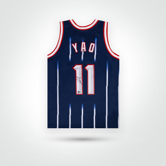 Yao Ming Signed Navy Rockets Mitchell & Ness Swingman Jersey - The Real Autograph