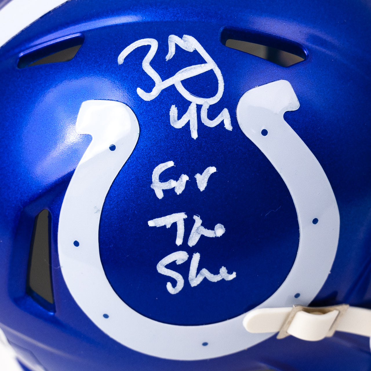 Zaire Franklin Signed Colts Flash Mini Helmet Inscribed "For the Shoe"